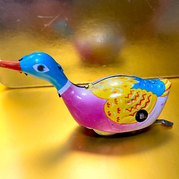 VINTAGE 80’s TIN TOYS WIND UP FROG & SWIMMING DUCK 4” - Picture 3 of 13